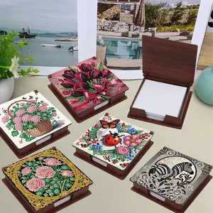 DIY Diamond Arts Colorful Painting Kit, Diamond Painting Kits, Flower & Animal Pattern Sticky Note with Tools, DIY Decorative Sticky Note for Home Office