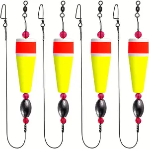 Fishing Float Set, 4 Counts Colorful Fishing Floats Rigs Popping Corks, Weighted Bobbers Fishing Floats Fishing Gear for Saltwater Freshwater Fishing Tackle