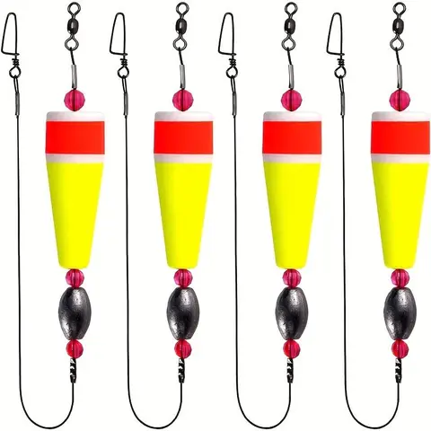 Fishing Float Set, 4 Counts Colorful Fishing Floats Rigs Popping Corks, Weighted Bobbers Fishing Floats Fishing Gear for Saltwater Freshwater Fishing Tackle, Outdoor Fishing Supplies, Fishing Equipment, Fishing Stuff