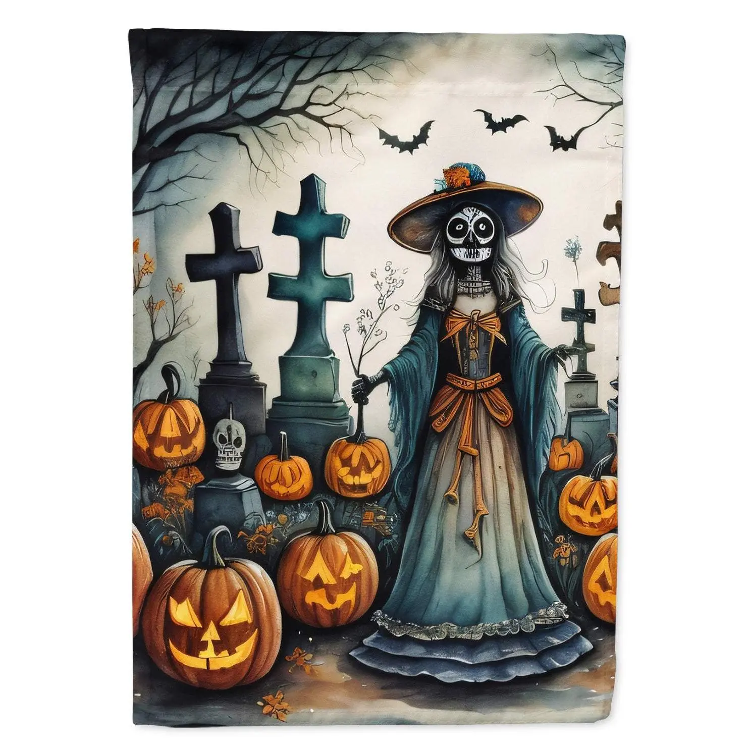 La Catrina Skeleton Spooky Halloween House Flag