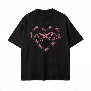 Unisex Oversize  Cotton T-Shirt – Ants, Ladybugs, Heart Prints, Super Soft, Pre-Shrunk, Streetwear Top