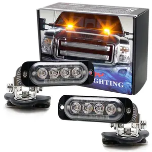 iJDMTOY Amber 4-LED Hook Two Corner Mount Strobe Warning Light Kit For All Truck SUV Off-Road Wrangler, etc