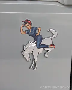 Rosie the Bronco Riveter — Bronco Rear Emblem Vinyl Decal (Pin-Up Edition)