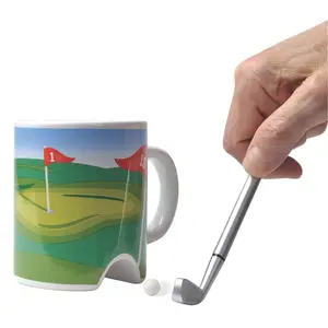 Mini Golf Coffee Mug Set – Putter Pen & Golf Ball Included! Perfect Gift for Golf Lovers Drinkware Cup