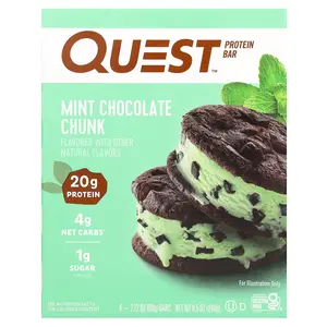 Quest Nutrition Protein Bar, Mint Chocolate Chunk, 4 Bars, 2.12 oz (60 g) Each