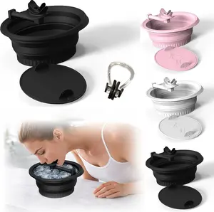 Ice Face Bath Bowl with Built-in Tray | Collapsible Cold Plunge Tub for Skin Soothing & Puffiness Relief | Portable Silicone Facial Bowl for Gym, Travel & Home | Breathable Hose Ice Bath