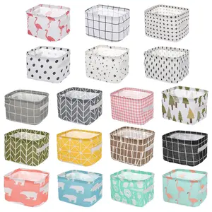 18 Pack Canvas Bins, Foldable Basket Shelf Organizer Set with Handles for Home Office, Multi-Pattern Mini Baskets