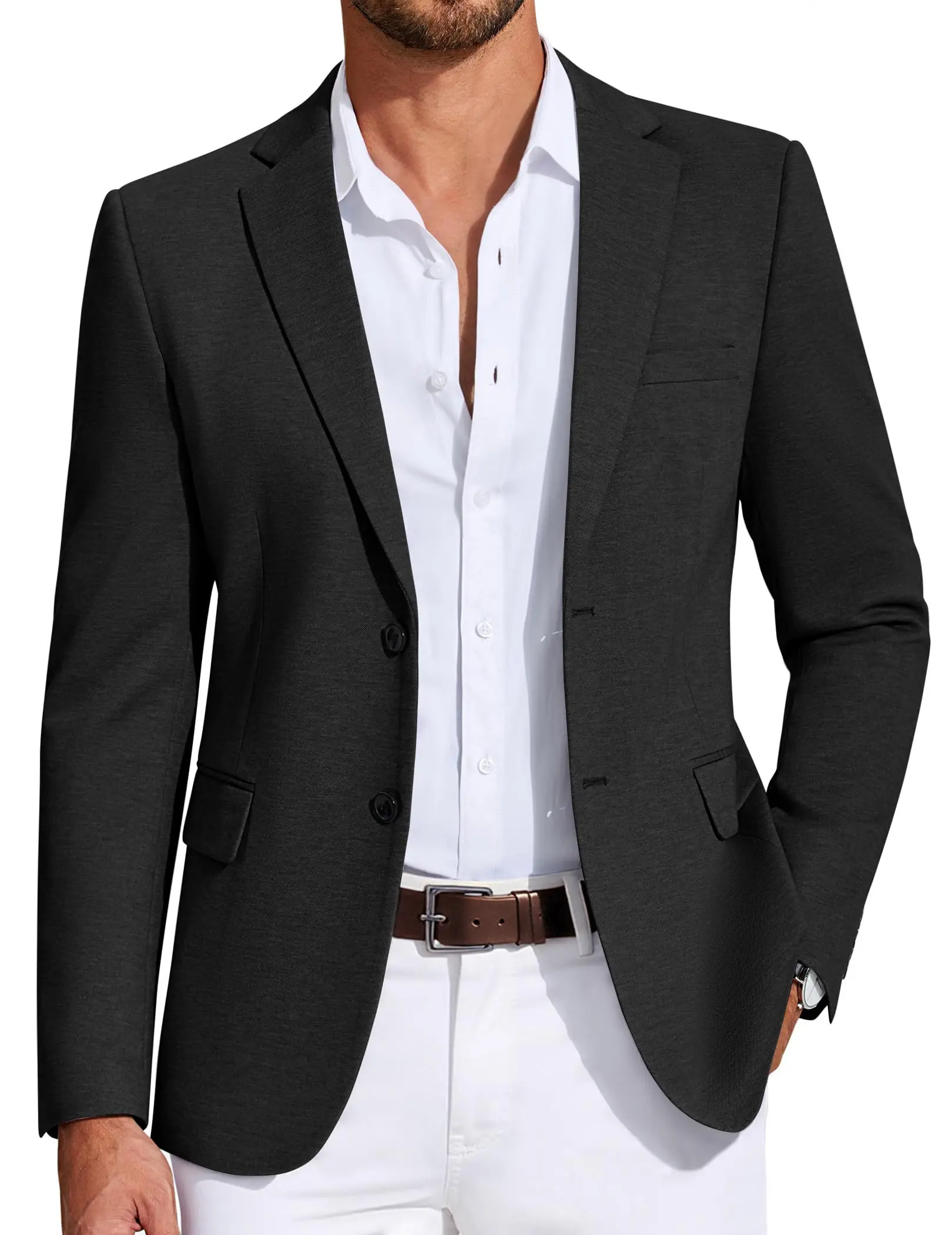 COOFANDY Mens Casual Blazer Knit Sport Coat Lightweight Two Button Suit Jacket
