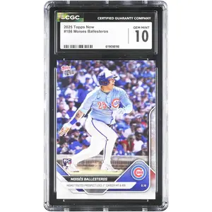 Moises Ballesteros Chicago Cubs 2025 Topps Now MLB Highly Touted Prospect Logs 1st Career Hit & RBI #186 CGC Authenticated 10 Rookie Card