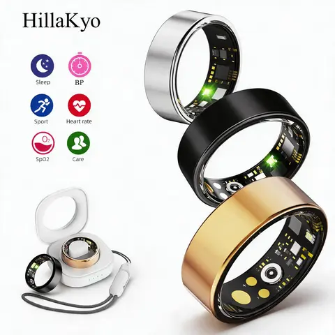 Hillakyo 2026 Smart Ring with Charging Case (Sizes 7-13) – Wearabledevices, 8-sport Tracking, IP68/5ATM Swim Ready, 24/7 Health Data, Fitness Wellness Tracker for Adults, Bluetooth Sync, iOS/Android Compatible, No Monthly Fee, Health Gift