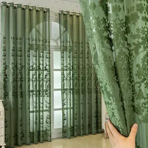 2 Panels Modern Chic Floral Sheer Curtains with Grommet Hanging, Perfect for Living Room Bedroom Balcony Kitchen Home Decor, Home Decoration Curtain