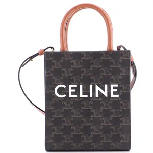 Pre-owned Celine Canvas Coated Top Handle Bags Vertical Cabas Tote Triomphe Coated Canvas Mini by Rebag