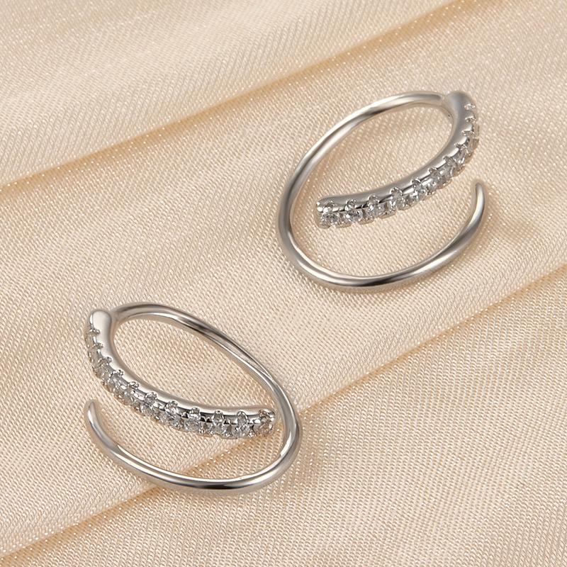 Oufer S925 Sterling Silver Spiral Double Rows Hoop Earring - Fashion Accessory
