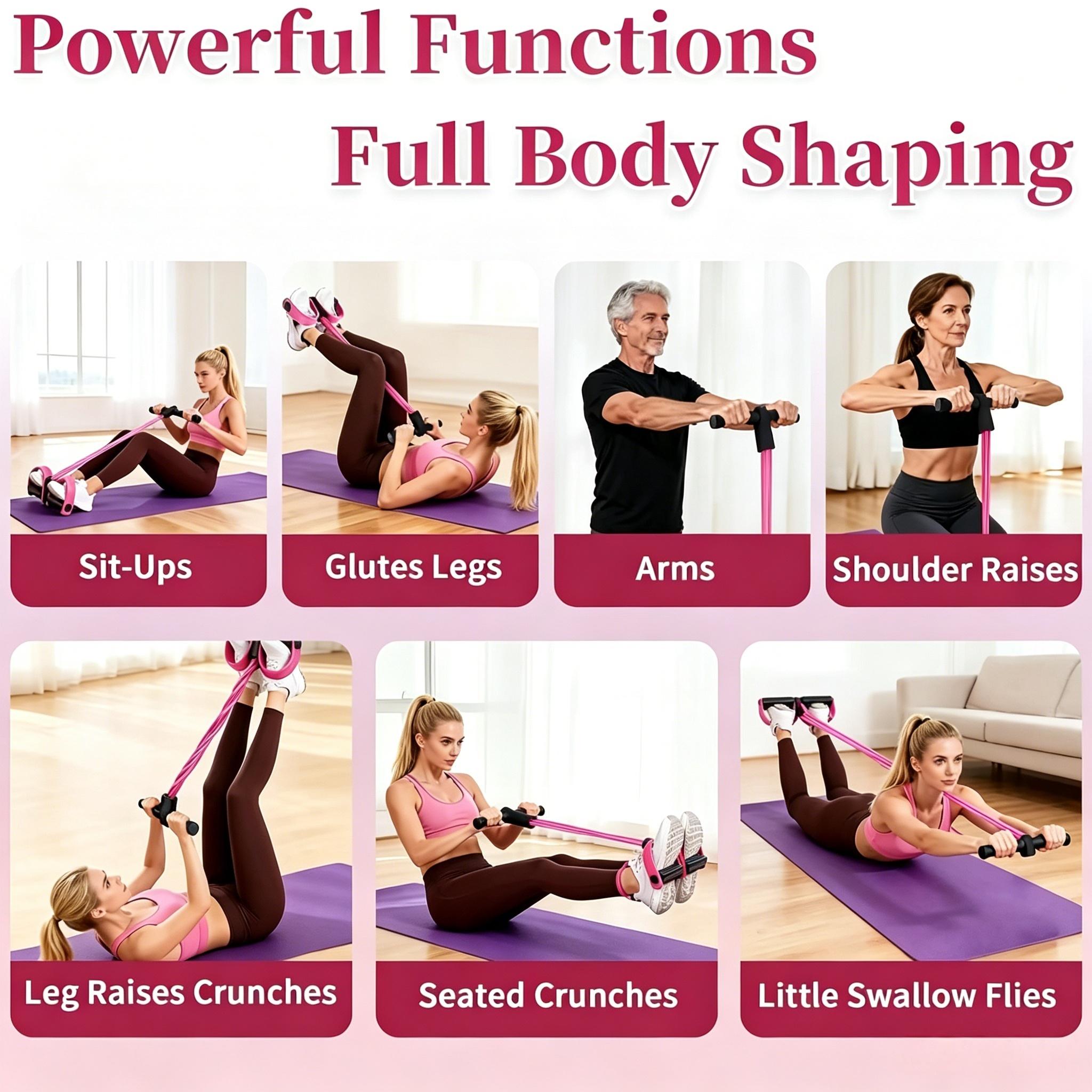 $1.99 6-Tube Pedal Puller with Free Figure-8 Resistance Rope Gift - Lightweight Fabric Workout Bands, Stretch Bands for Lower Body, Upper Body, Arm Workout for Women, Outdoor Fitness Equipment