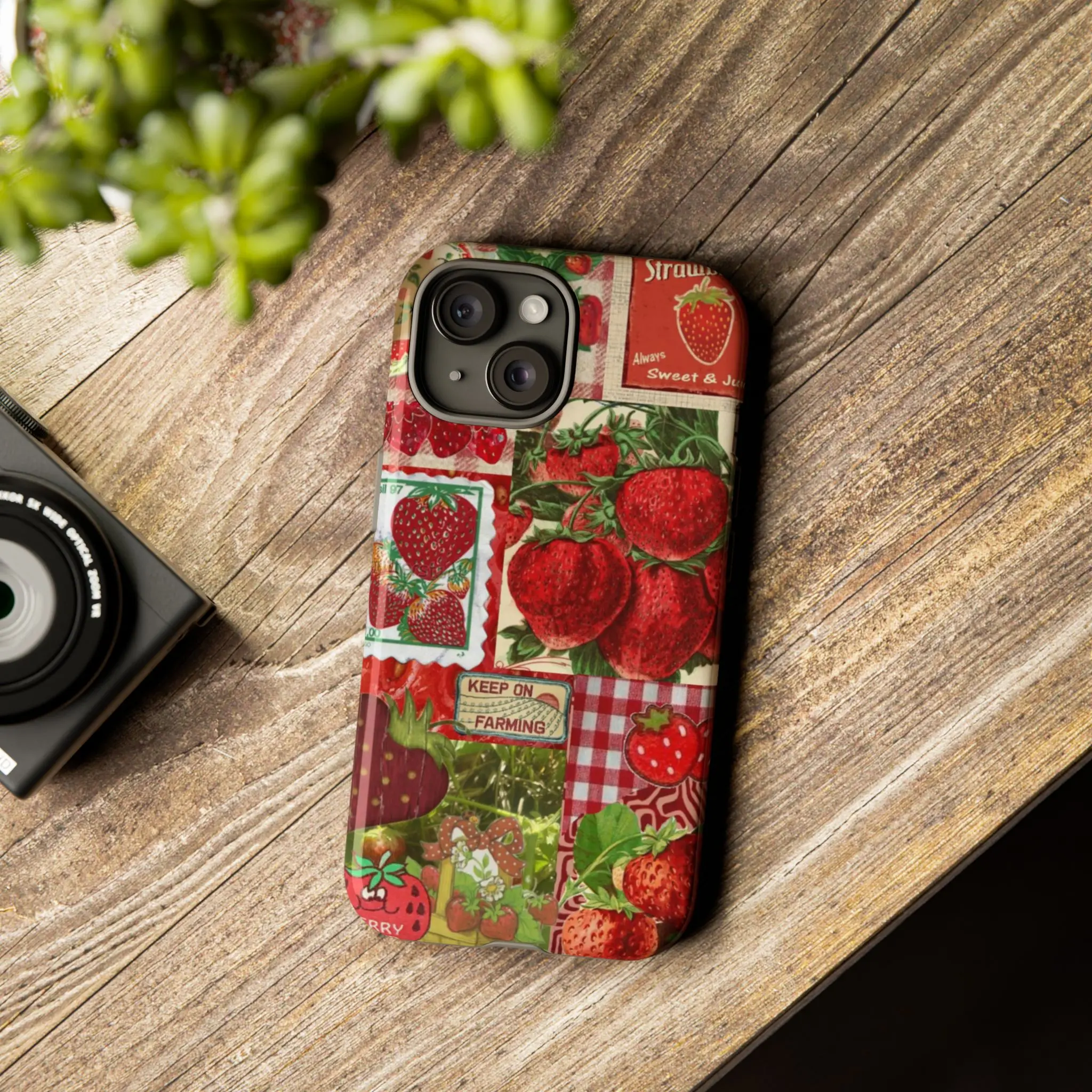 Strawberry Shortcake Aesthetic Collage Durable Smartphone Case - Slim TPU-PC, UV Printed, Shockproof, Camera-Safe, Wireless Protection, Farm-Themed Red Accessory for Her, Fits iPhone 17/16/15/14 Plus/13/12/11 Pro Max & Galaxy Ultra 22/23/24/25/26 Series,