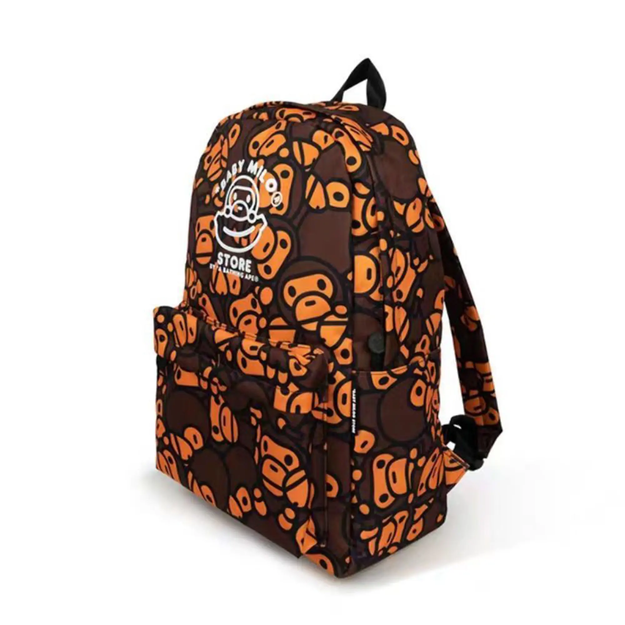 Baby Milo Backpack, Classic Cartoon Monkey Camo Design, All-Over Print Lightweight Large-Capacity Casual Laptop Bookbag, Street-Style Rucksack for Teens & Adults, Multiple Patterns Available