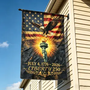 USA 250th Anniversary Garden Flag 1776–2026, Waterproof Patriotic Eagle Torch Flag, Outdoor Yard & Porch Decor, Christian Patriotic Memorial Banner for Independence Day Celebration, Home Garden Decoration