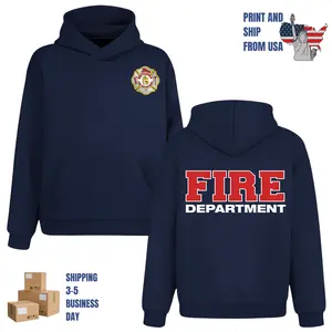 Fire Department Classic Typography Hoodie, 2 Sides, firefighter station style, oversized hoodie for men, professional fire dept apparel, gift for first responders