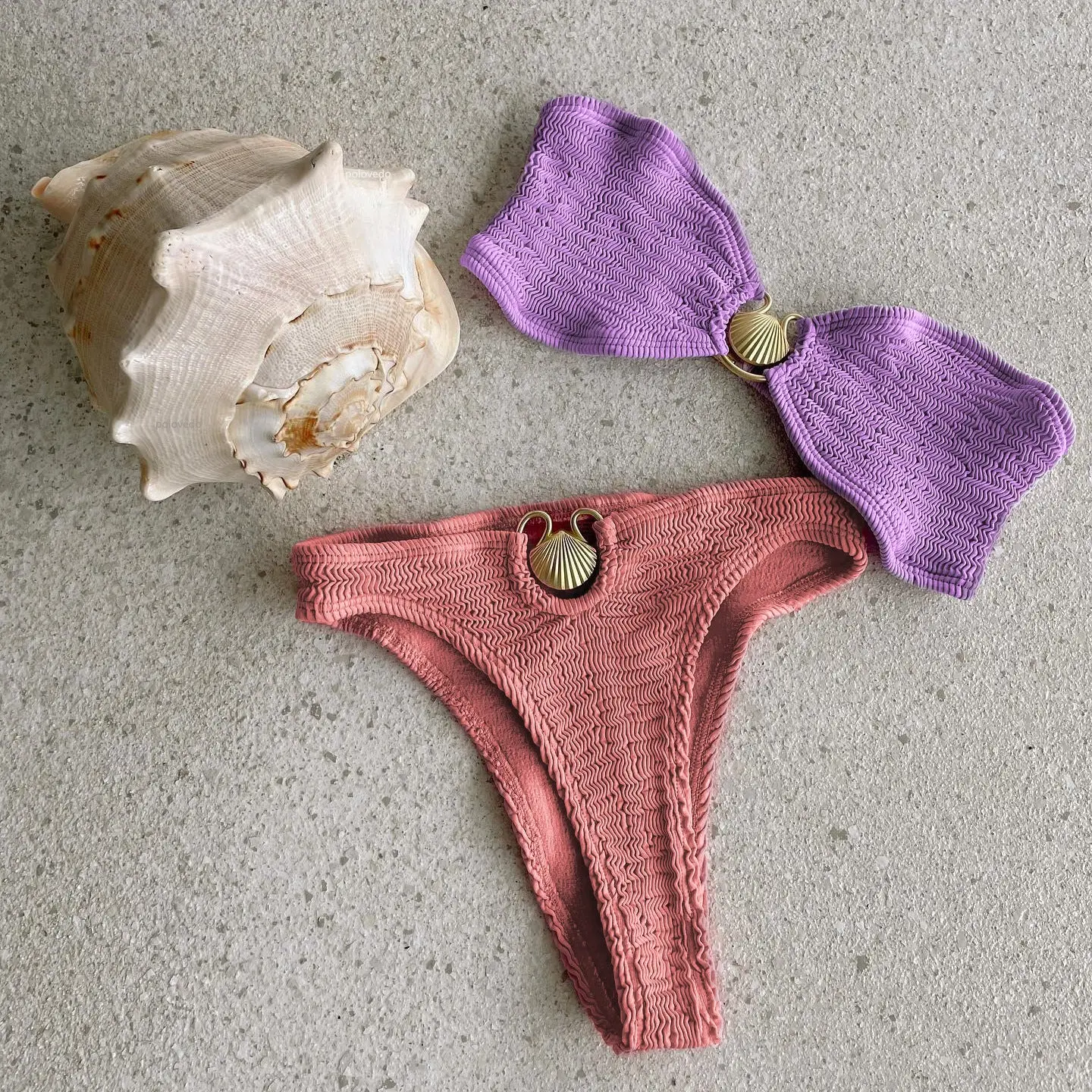 Women's Fashion Tube Top Thread Shell Bikini