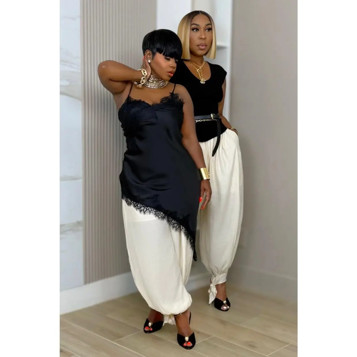 Alicia Crinkle Tapered Pants