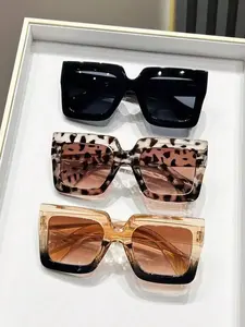 Vintage Leopard Print Bohemian Plastic Glasses, Fashionable Versatile Design, Perfect for Outdoor Travel Beach Vacation, Adds Style Accent