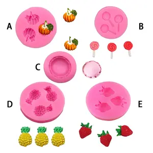 Silicone Mini Lollipop Macarons Fruit Shape Cake Decorating Mold, 1 Count DIY Cake Decorating Mold, Baking Mold for Chocolate, Candy, Cake, Pastry, Baking Tool for Home Kitchen, Fruit Roll Mold, Silicone Molds