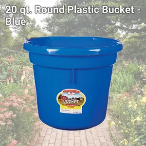 Little Giant 7403967 20 qt. Round Blue Impact-Proof 1-Piece Flat-Back Plastic Portable Outdoor Washing Bucket, 11.5 in Portable Outdoor Bucket
