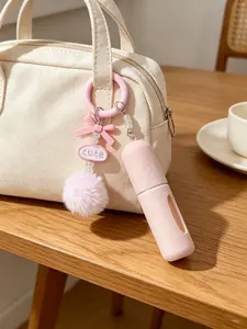 Rechargeable Perfume Bottle Keychain, Random Color, Travel Size 5ML, Leak-Proof Portable Scent Dispenser, Plush Bag Hanging