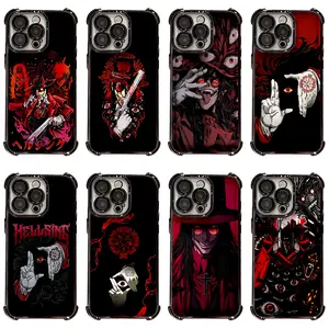 Hellsing Alucard Anime Phone Case for iPhone 17 16 15 14 13 12 11 Pro Max, Shockproof 4-Corner Airbag Electroplated Gothic Vampire Cover