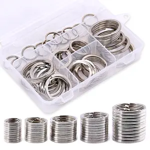 60 count Assorted Multi-Purpose Metal  Rings Split Keyrings Flat O Ring for    Attachments  Pendants - 20mm, 25mm, 30mm, 35 mm, 38 mm