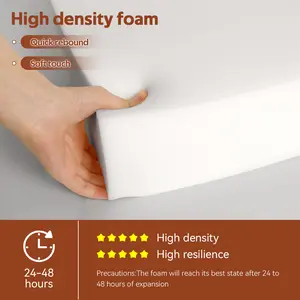 24*24*2in Comfortable High-Resilience Foam Sofa Cushion Filling - Durable Breathable Sofa Seat Cushion Sponge Replacement for Sofa Pad Replacement DIY Seat Cushion Wheelchair Pad Replacement
