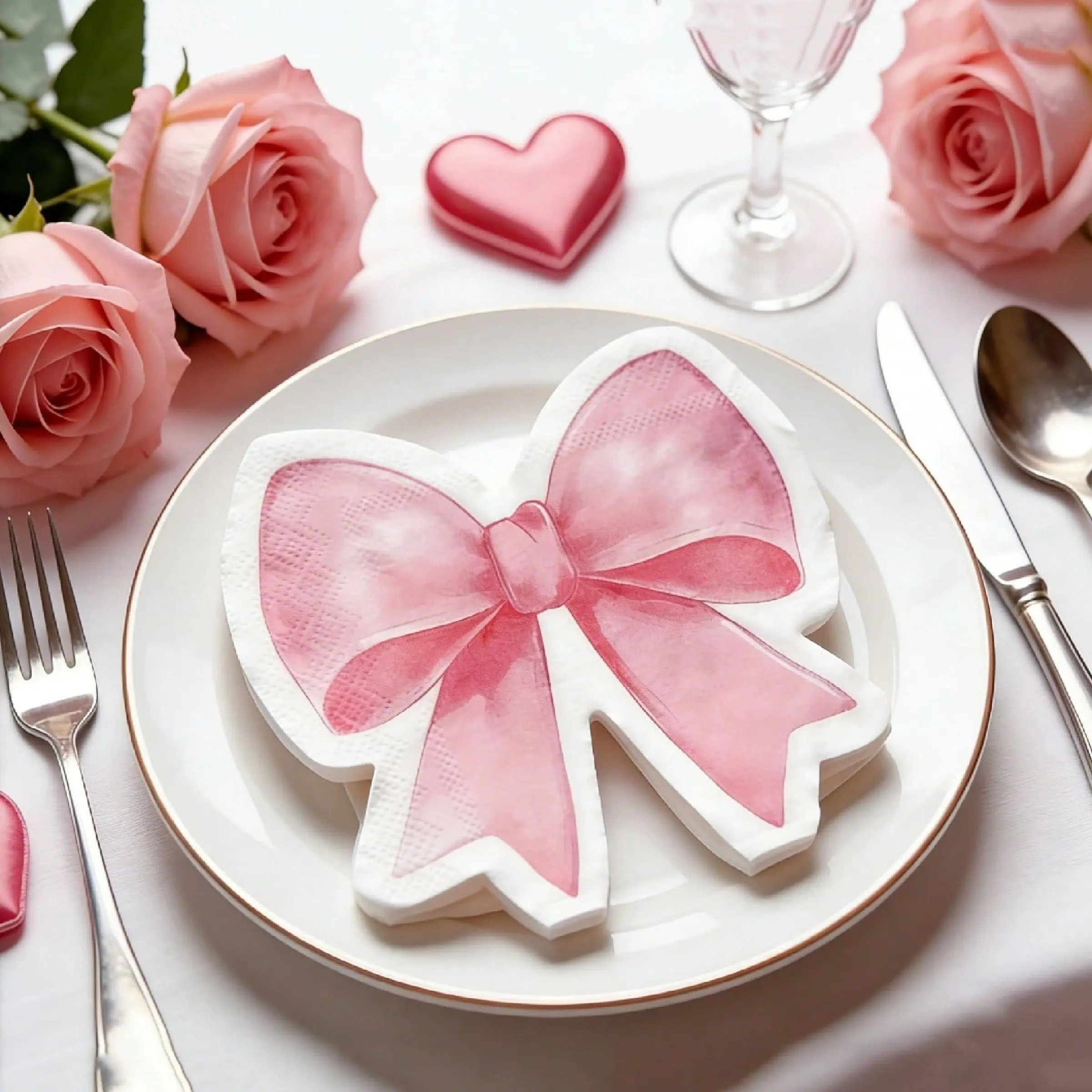 50pcs Bow Disposable Napkins, Special-Shaped Bow Party Napkins, Decorative Napkins, Wedding & Baby Shower Decor, Kitchen Cooking Decor, Party Supplies