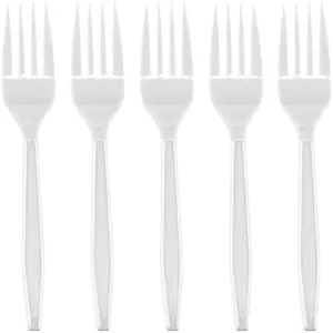 Premium White Plastic Forks Disposable, (100 Ct) Heavy Duty Forks Plastic