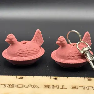 Light Purple Roasting Hen Keychain 3D Print Vibrant Colors Detailed Design for Unique Accessory Spring Season White
