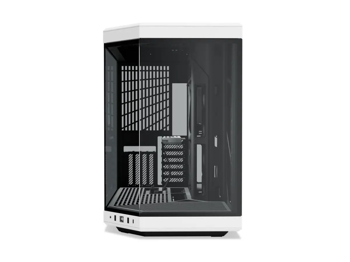 HYTE Y70 Dual Chamber Mid-Tower ATX Case - ABS/Steel/Glass Build, ATX Boards Compatible, GPU Support, PCIe 4.0 Express Riser Cable Included, White & Black