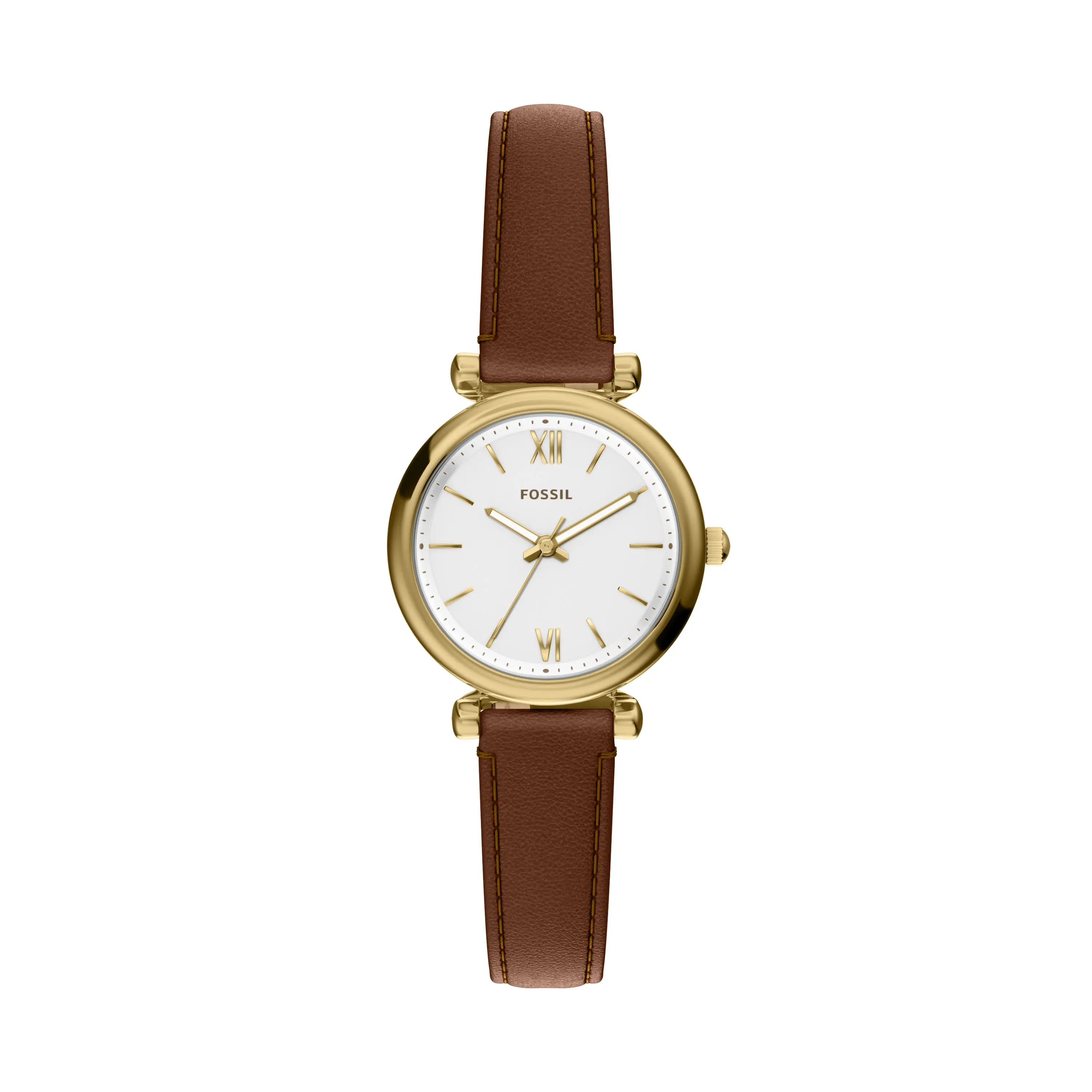 Fossil Women's Carlie Mini 28mm Three-Hand Brown Leather Watch Fossil Women's Carlie Mini 28mm Three-Hand Brown Leather Watch