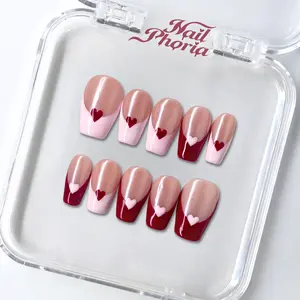 NailPhoria HEARTBEAT TIP - Valentine Handmade Press-On Nails | Reusable, Salon-Quality, Long-Lasting, Glossy Design