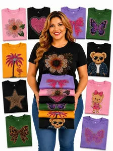 Mixed Pack of 12 Rhinestone T-Shirts – Assorted Colors, Sizes & Design