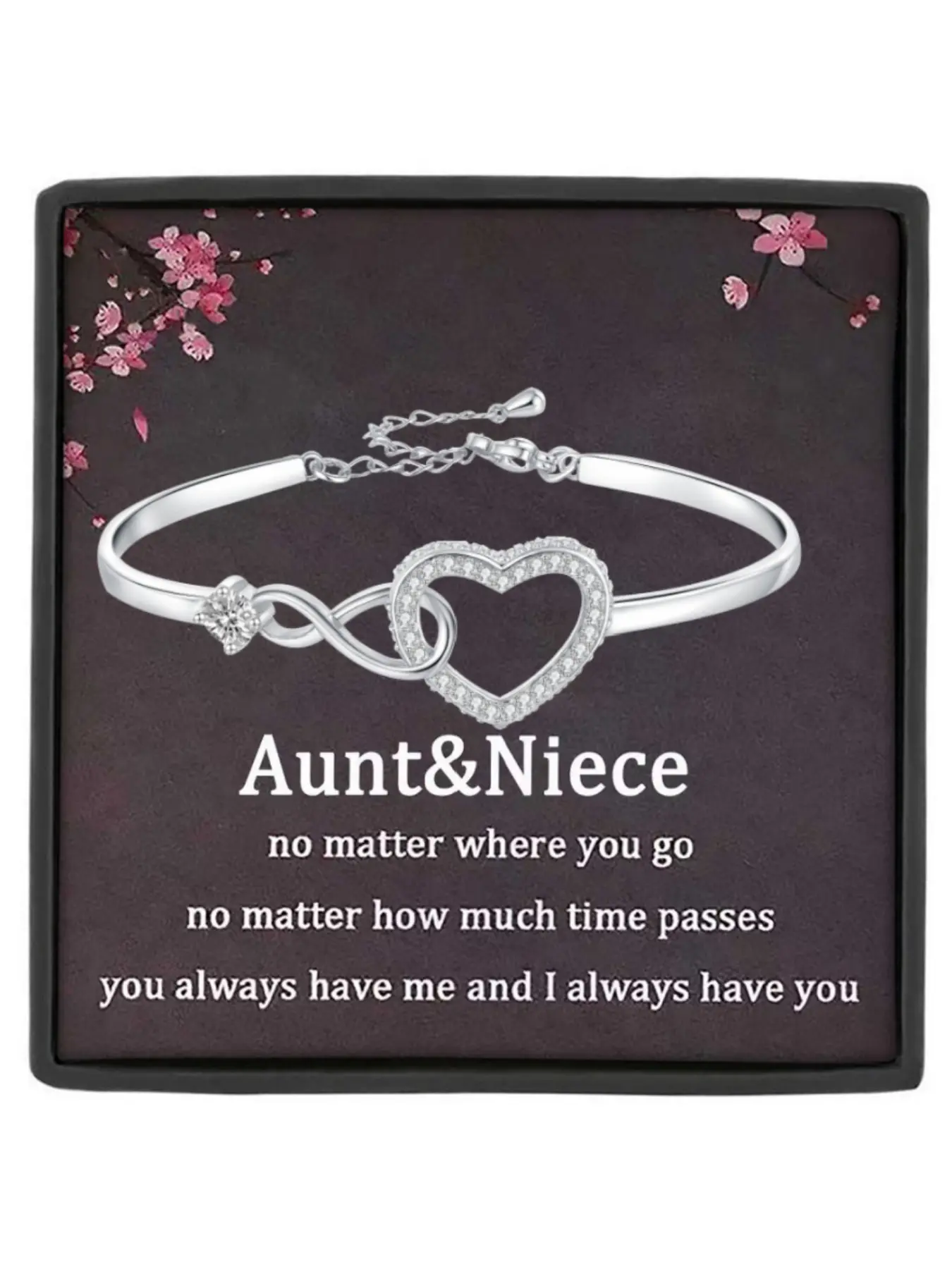 Aunt and Niece Bracelet Infinity Heart CZ Elegant Bangle Bracelet Birthday Gift,Christmas Gift Unbreakable Love Gift Heart Shaped Bracelet Heart Design Bracelet Heart Bracelets