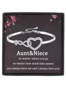 Aunt and Niece Bracelet Infinity Heart CZ Bangle Bracelet Birthday Gift,Christmas Gift Unbreakable Love Gift