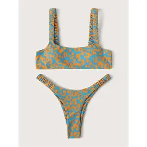 Sexy Micro Bikini 2025 Women Orange Leopard Push Up Padded Thong Swimsuit Female Cut Out Bathing Suit Swimwear Trajes De Baño
