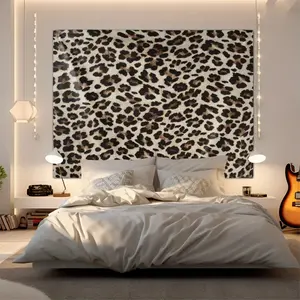 Leopard print pattern cat print tapestry for home decoration, fashionable room flag, unique wall art in living room and bedroom, perfect gift for cat enthusiasts
