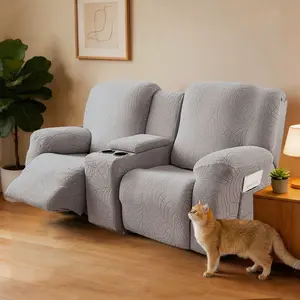 2-Seat Recliner Cover with Side Pockets, Easy Install Washable Stretchy Fabrics Sofa Protector, Protects & Styles The Couch