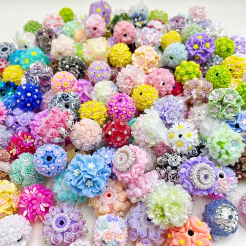 15/30/45/60/90pcs Random Color Flower Beads Soft Ceramic 18mm for Handmade Pen Jewelry Keychains DIY Projects