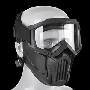 1 Set Combination Glasses and Half Face Mask, Detachable Breathable Sports Mask for Outdoor Cycling Hunting Cs Game Cosplay
