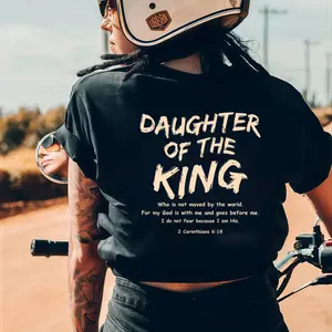 Summer Cotton Christian Daughter Tee – Faith Over Fear Daughter of the King Shirt