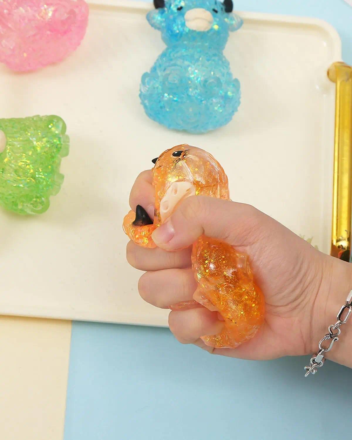 Highland Cow Squishy, Mini Cute Animal Squeeze Toy for Adults, Slow Rising Sensory Fidget Stress Ballfor Anxiety Relief, Easter Basket Stuffer Party Favor Gift for Cow Lover