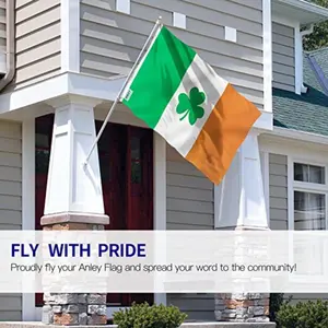 Irish Clover Flag Banner, Vibrant Color Fade-Resistant Polyester, St Patrick's Day Decoration, 3x5 Feet Pull-Up Banner, No Power Needed