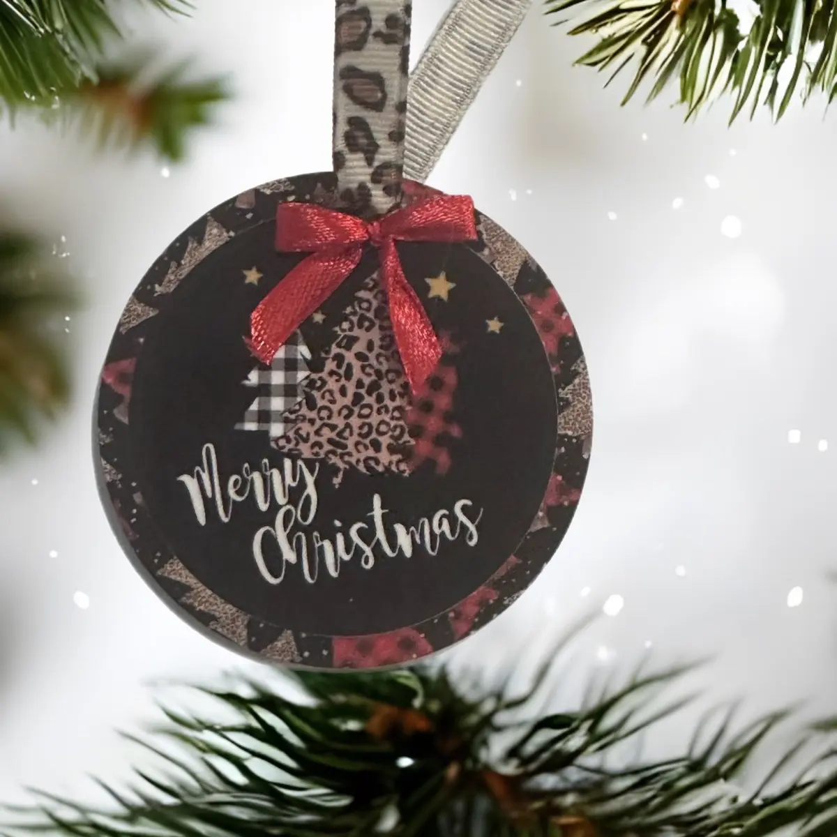 Merry Christmas cheetah print ornament Decoration Decor