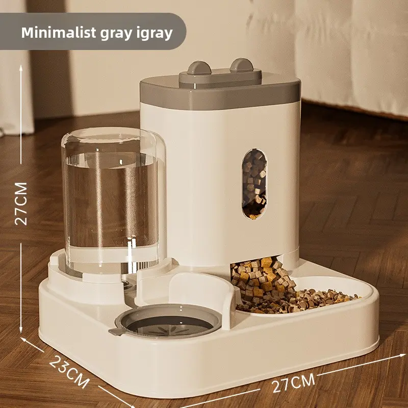 2-in-1 Automatic Feeder & Water Dispenser Complete Set - Raised Stainless Steel Double Bowl, Stainless Steel Pan, All-Seasons Automatic Feeding Tools for Cats, Dogs